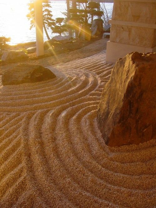 jardin japonais rayon soleil sable sol motif