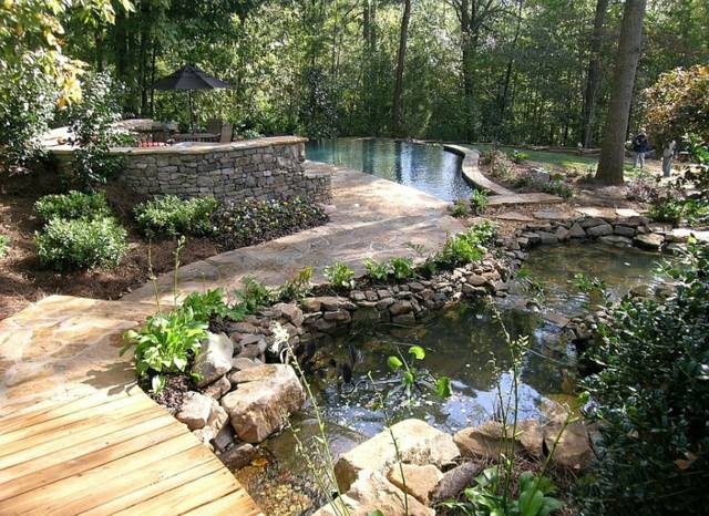 jardin moderne piscine deco pierre