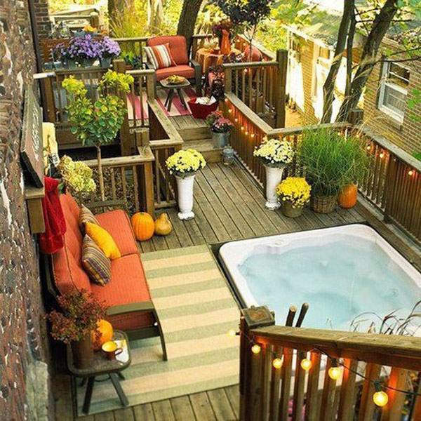 jardin sur toit meubles bois plantes