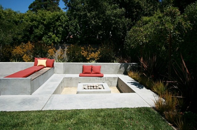 jardin terrasse beton decaisse siege carre