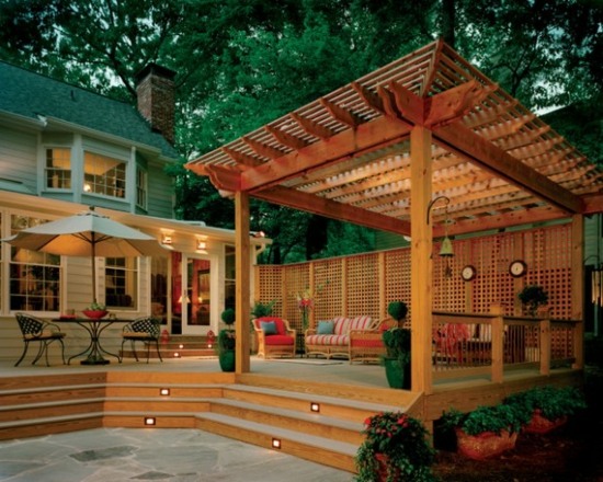 jardin terrasse treillis bois pergola pavillon