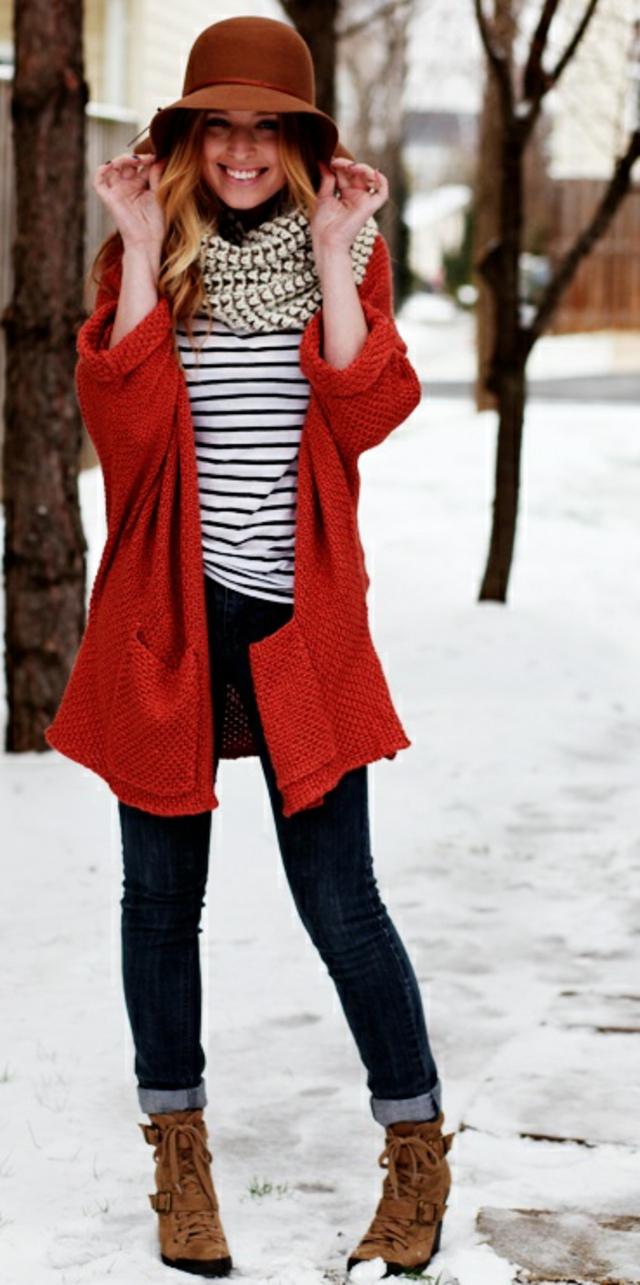 gilet rouge mode hiver