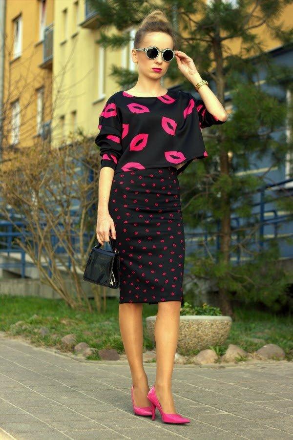 jupe noir rose moderne