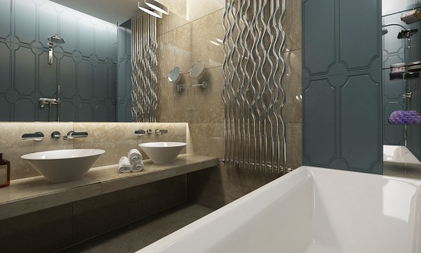 salle de bains marbre ultra moderne brillante 
