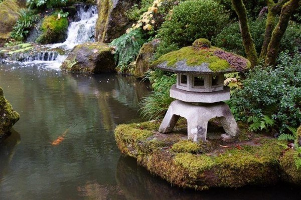 lanterne jardins japonais pierre étang