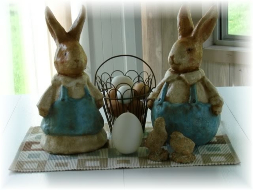 lapins de pâques décoration rustique