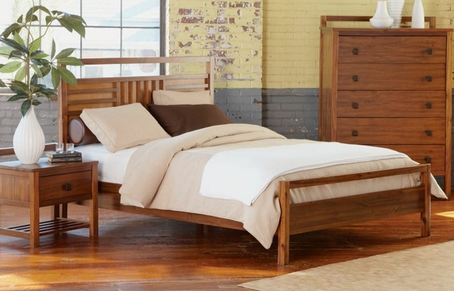 Le bois place dans chambre à coucher style meubles scandinaves