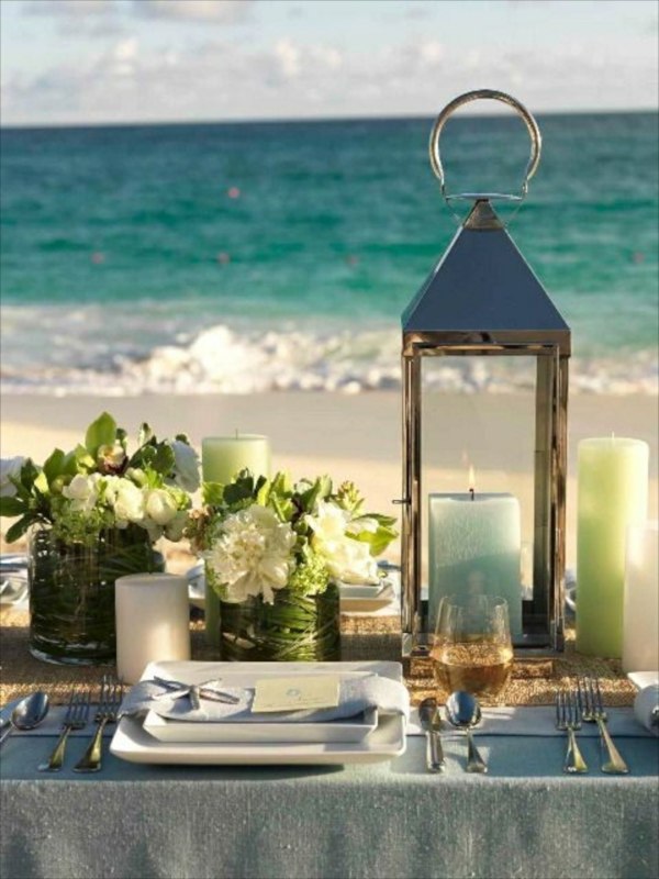 bougies manquer table décorée thème marin