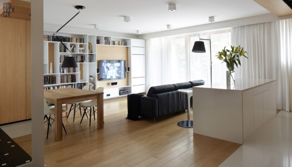 Lignes simples, meubles classiques pour espace  luminaires modifiables 