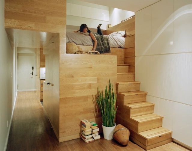 lit bois escalier design pratique
