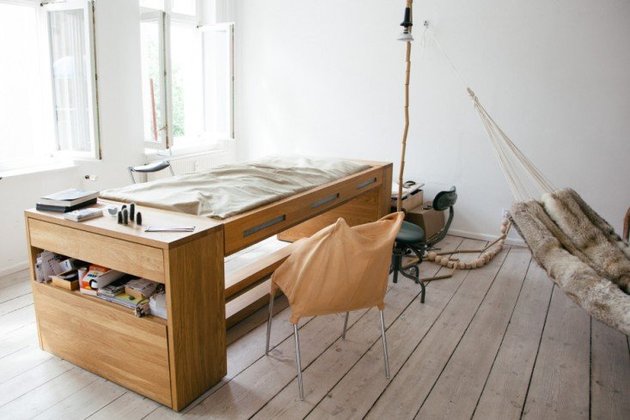 lit bureau bois petit appartement