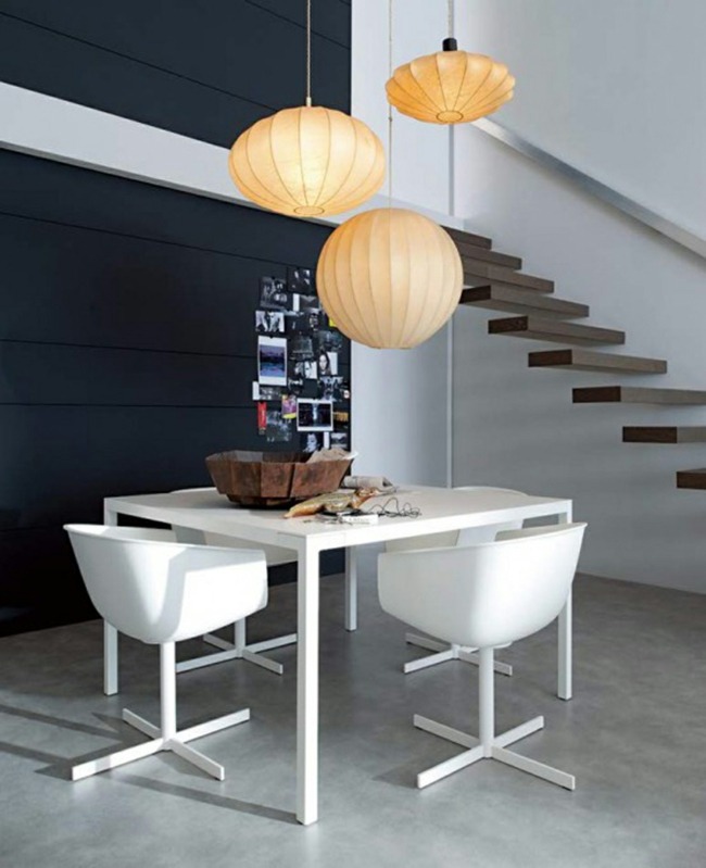 loft design salle à manger contemporaine chaises blanches