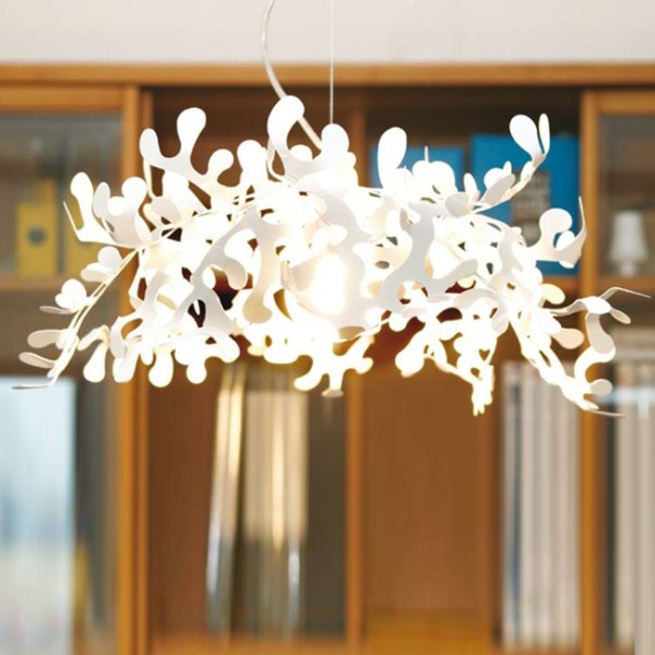 luminaire forme feuilles blanches
