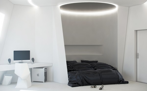 luminaire plafond chambre futuriste blanche