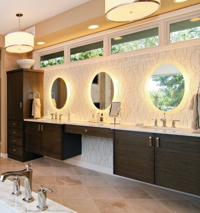 luminaire-salle-de-bains-idée-originale-lampe-suspendue-miroirs-ronds