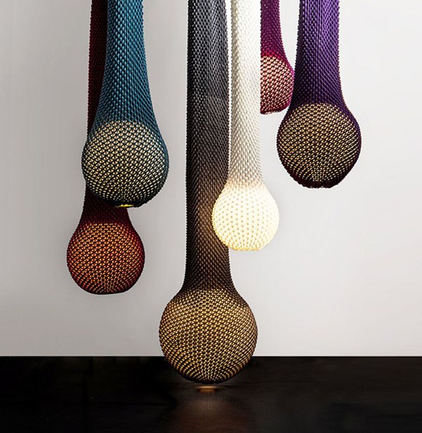 luminaires de design tricotés multicouleurs