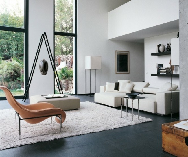 maison de design contemporain salon blanc