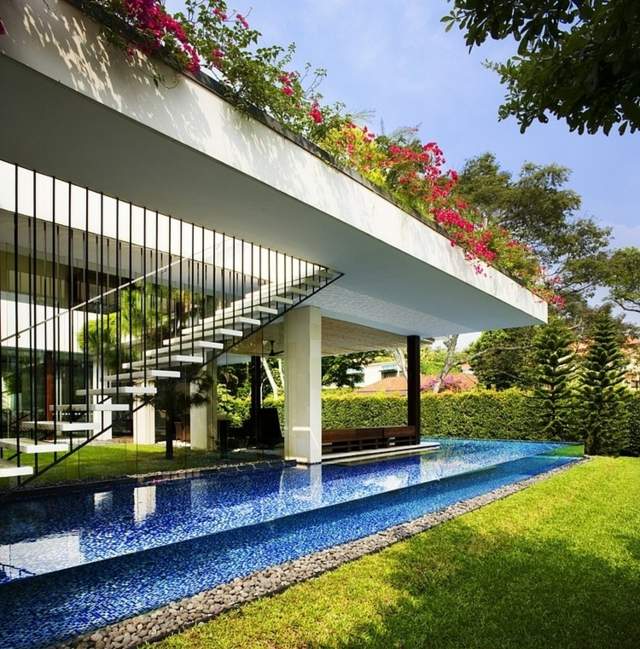 maison de luxe Singapour piscine