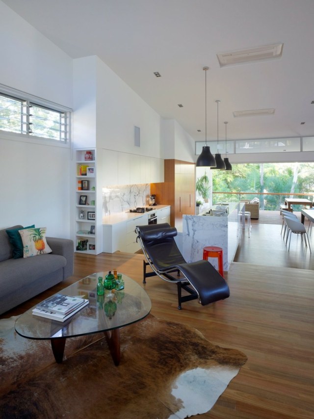 Petit aperçu du salon différents niveaux  maison neuve Australie architecture design