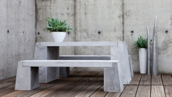 meuble beton exterieur culee banc table