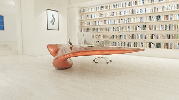 meuble bureau orange chaise roulante