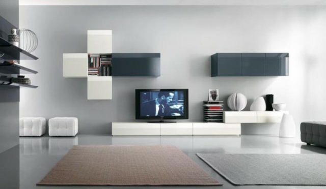 meuble design blanc tv rangements