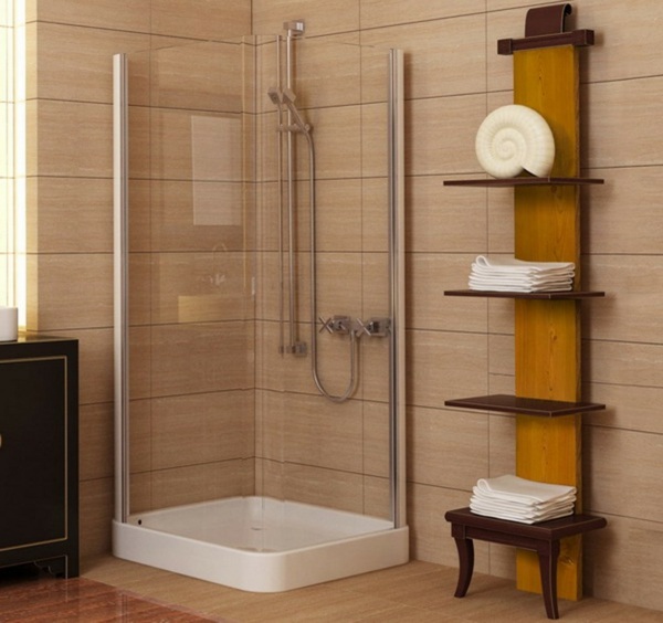 meuble étagère bois jaune salle de bains