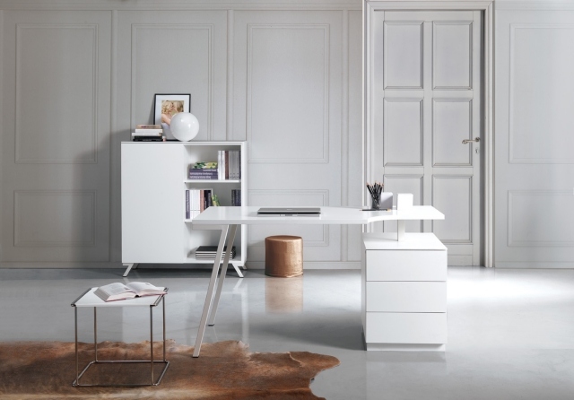 meuble-informatique-moderne-blanc-design-moderne-tapis-commode-blanche meuble informatique