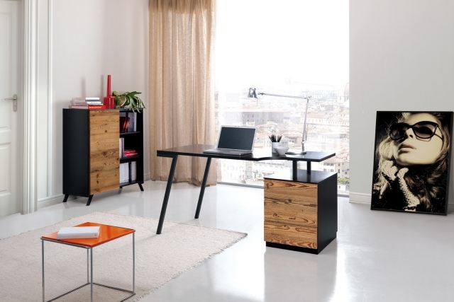 meuble-informatique-moderne-bois-noir-petite-armoire-lampe-poser meuble informatique