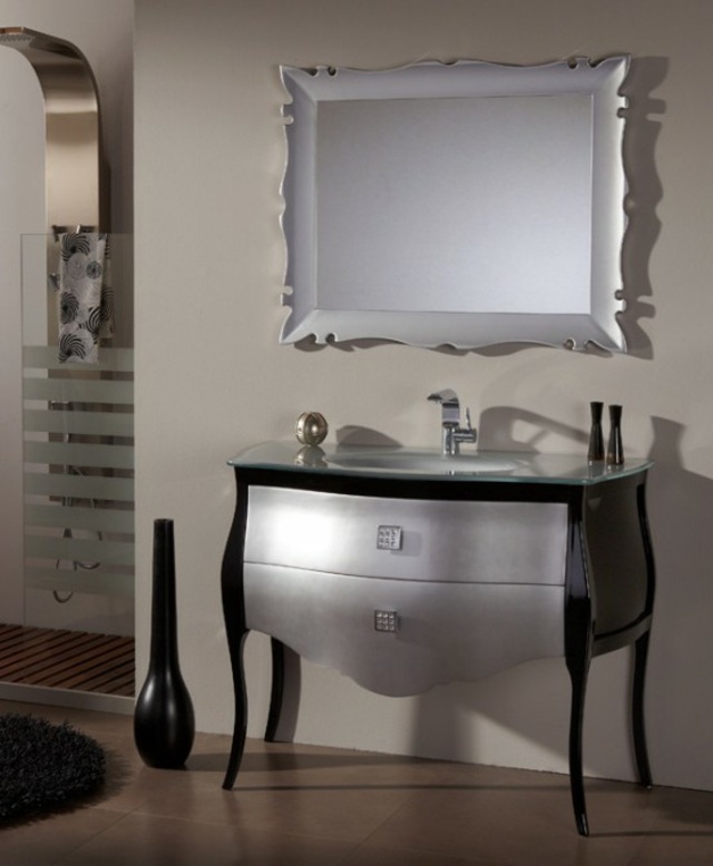 meuble lavabo élégant accessoires vase miroir