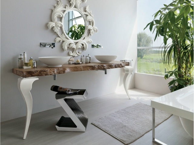 Meuble sous lavabo comme table de salon en marbre avec pieds déco romantique Bizzotto
