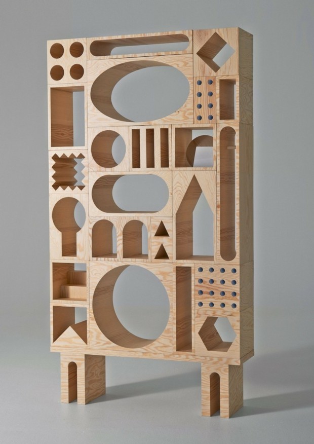 meuble bois modulaire composé blocs empilables