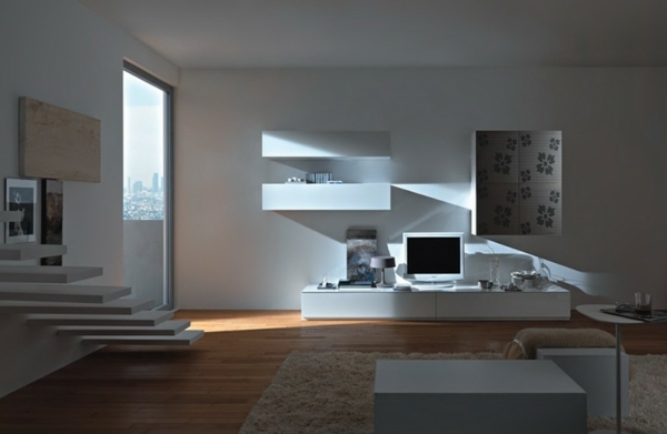 meuble mural TV design blanc minimaliste
