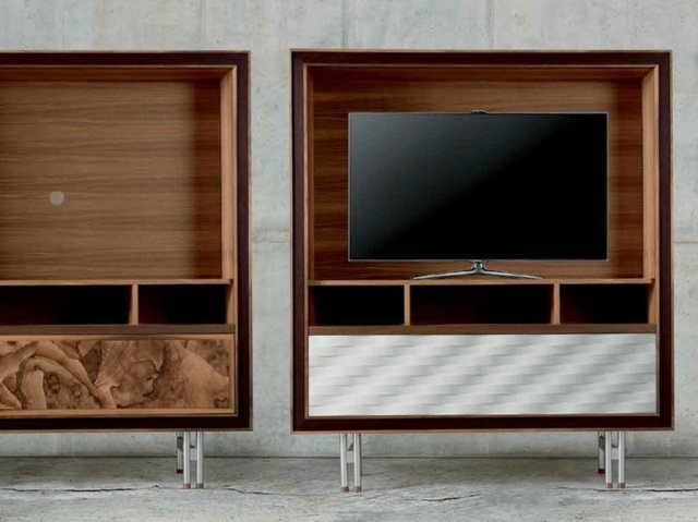 meuble original salon bois télé