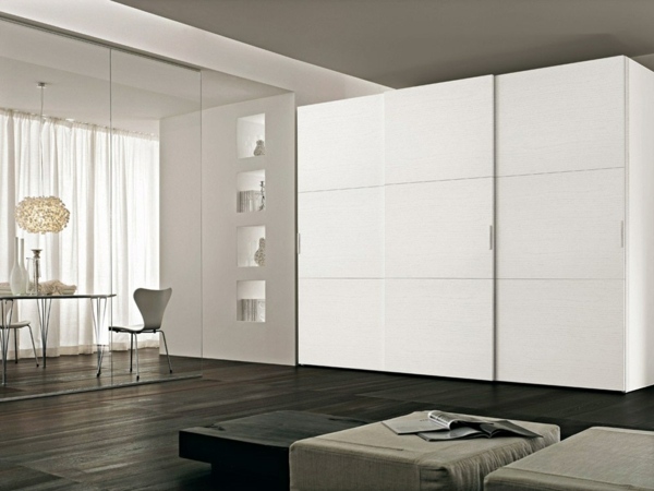 meuble rangement blanc portes coulussantes