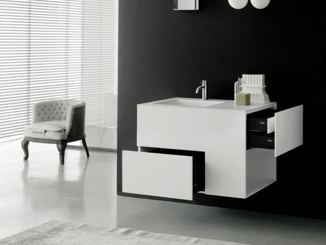 Meuble sous lavabo très contemporain blanc  minimaliste collection Quatwo  BOFFI