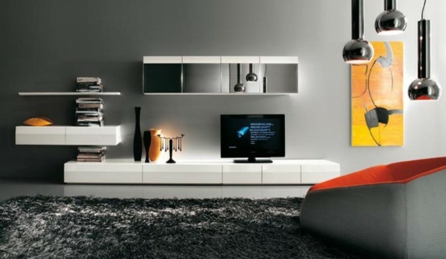 meuble tv simple blanc tiroirs