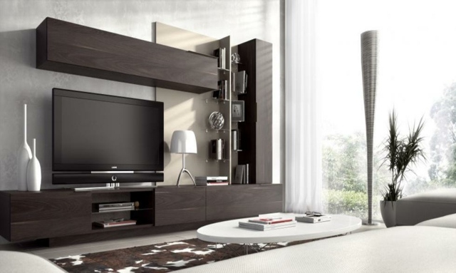 meuble télé design bois foncé