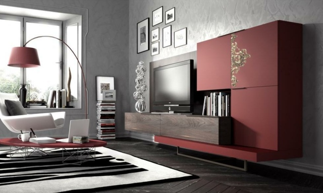 meuble télé design rouge
