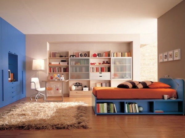 meubles chambre ado bleue moderne