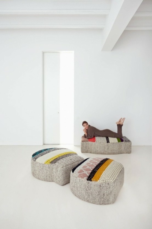 mobilier tricoté meubles comfortables couvertures tricotees