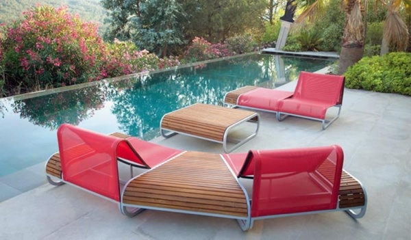 meubles de jardin piscine couleur