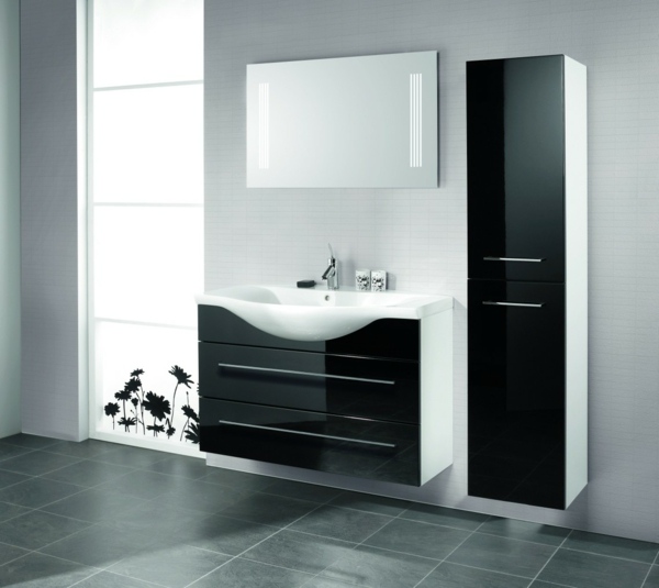 meubles design salle bain noir balnc
