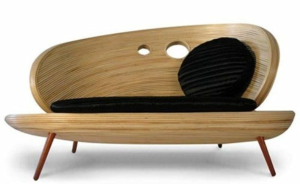 meubles en bois naturel style futuriste