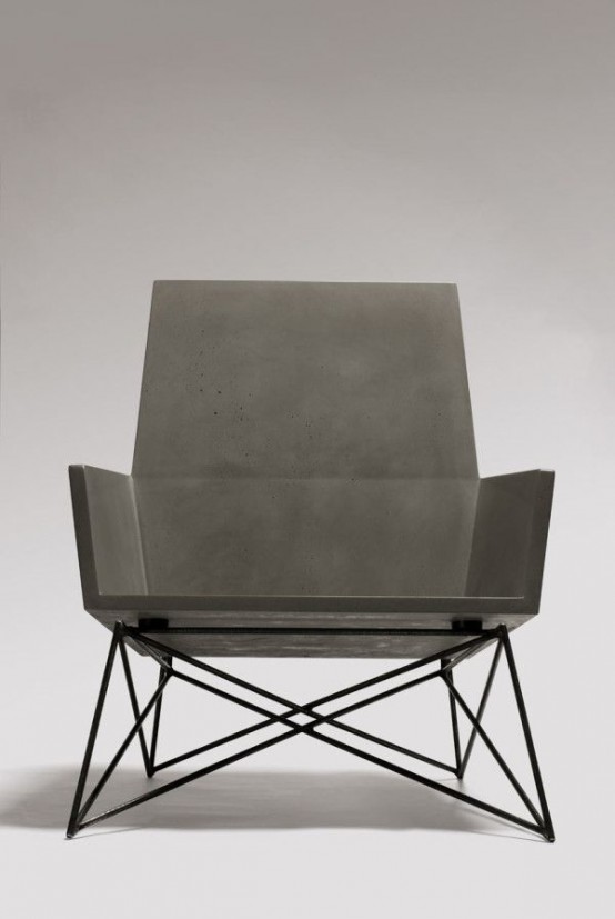 meubles en béton exterieur chaise fauteuil croisillons