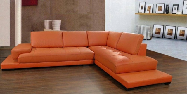 meubles cuir canape orange