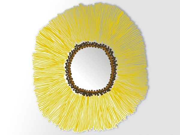 miroir de design cadre jaune original