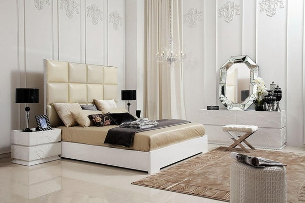mobilier contemporain blanc chambre coucher