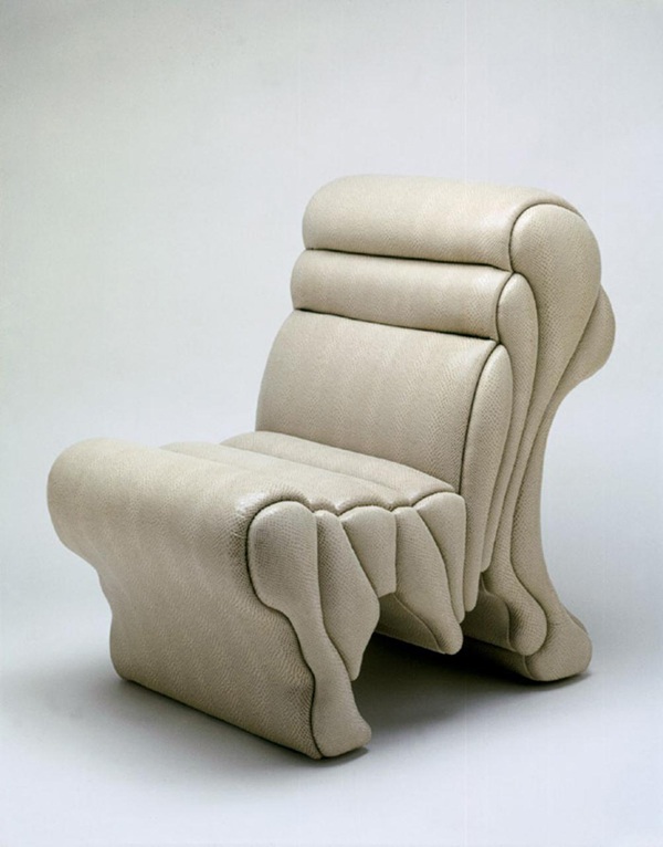 mobilier design fauteuil cuir beige