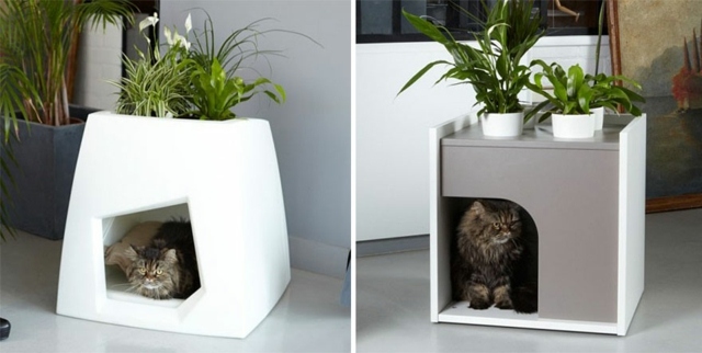 mobilier design pot fleurs chats